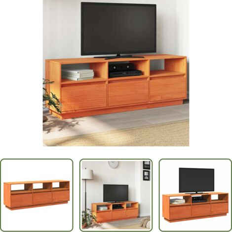 vidaXL Mobile da salotto -  Mobile TV Marrone Cera 140x37x50 cm Legno Massello di Pino