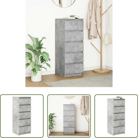 vidaXL Mobile da soggiorno -  Credenza con Cassetti Grigio Cemento 37,5x35x99cm in Truciolato