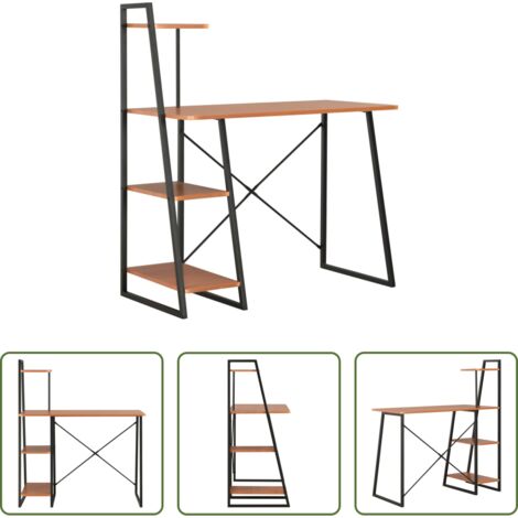 vidaXL Mobile da ufficio -  Scrivania con Mensole Nera e Marrone 102x50x117 cm