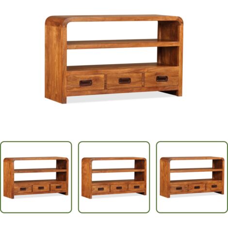 vidaXL Mobile HiFi -  Mobile Porta TV in Legno Massello di Acacia 90x30x55 cm