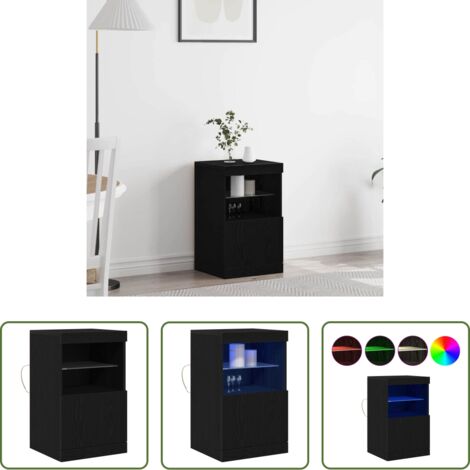 vidaXL Mobile in legno -  Madia LED Rovere Nero 41 x 37 x 67 cm Legno multistrato
