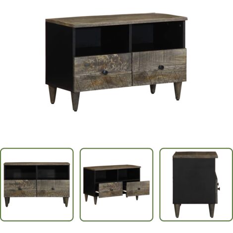 vidaXL Mobile in Legno Mango -  Mobile Porta TV Grigio Chiaro 70x33,5x46 cm in Legno Mango