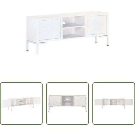 vidaXL Mobile in legno massello -  Mobile Porta TV Bianco 115x30x46cm in Legno Massello di Mango