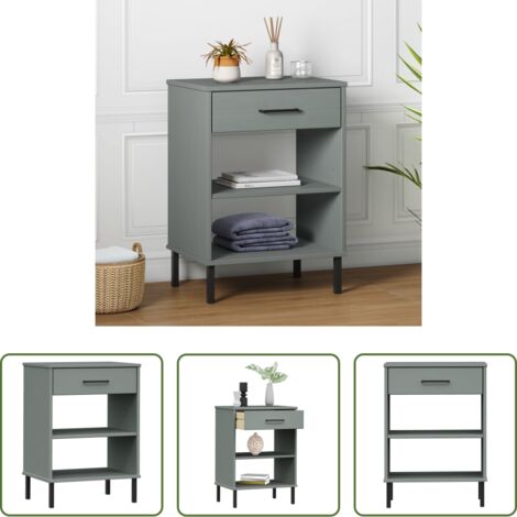 vidaXL Mobile in legno -  Mobile Consolle Gambe Metallo Grigio Legno Massello Pino OSLO