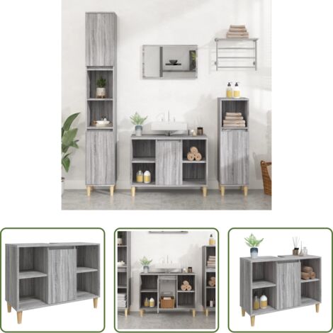 vidaXL Mobile in legno -  Mobile Lavabo Grigio Sonoma 80x33x60 cm in Legno Multistrato