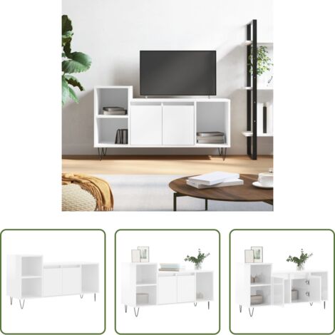 vidaXL Mobile in Legno -  Mobile Porta TV Bianco Lucido 100x35x55 cm in Legno Multistrato