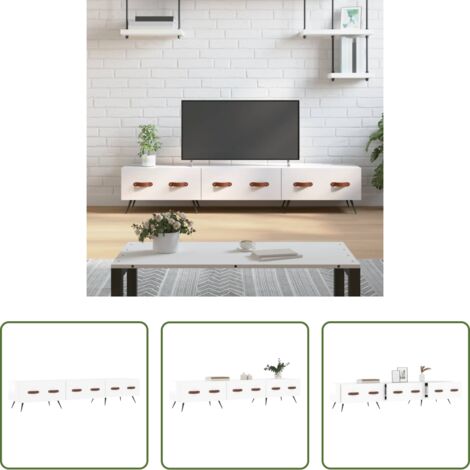 vidaXL Mobile in Legno -  Mobile Porta TV Bianco Lucido 150x36x30 cm in Legno Multistrato