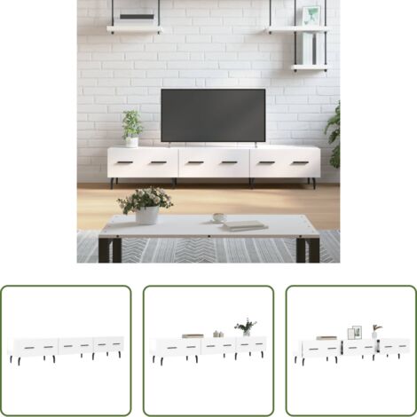 vidaXL Mobile in Legno -  Mobile Porta TV Bianco Lucido 150x36x30 cm in Legno Multistrato
