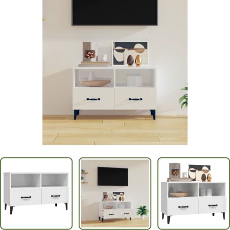 vidaXL Mobile in legno -  Mobile Porta TV Bianco Lucido 80x36x50 cm in Legno Multistrato