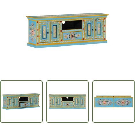 vidaXL Mobile in Legno -  Mobile Porta TV Blu 110x30x40 cm in Legno Massello di Mango