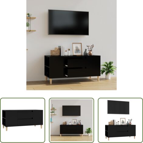 vidaXL Mobile in Legno -  Mobile Porta TV Nero 102x44,5x50 cm in Legno Multistrato