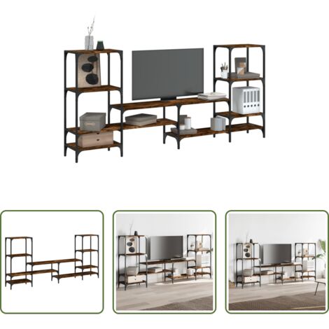 vidaXL Mobile in legno -  Mobile Porta TV Rovere Fumo 206,5x28,5x95 cm Legno Multistrato