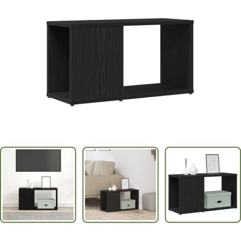 vidaXL Mobile in legno -  Mobile Porta TV Rovere Nero 60x24x32 cm in Legno Multistrato
