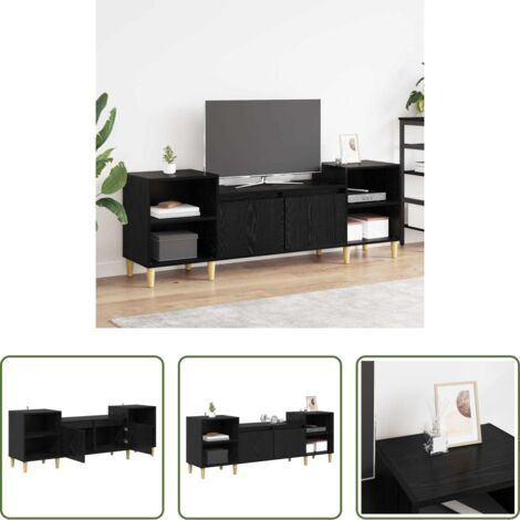 vidaXL Mobile in Legno -  Mobile TV Rovere Nero 160 x 35 x 55 cm Legno multistrato