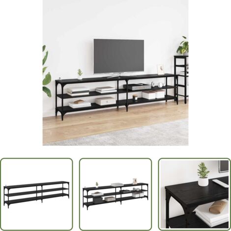 vidaXL Mobile in legno -  Mobile TV Rovere Nero 200 x 30 x 50 cm