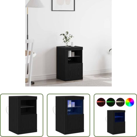 vidaXL Mobile in legno multistrato -  Madia LED Rovere Nero 41 x 37 x 67 cm Legno multistrato
