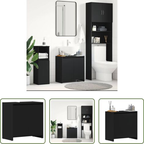 vidaXL Mobile in legno multistrato -  Mobile da Bagno Nero 60x33x61 cm in Legno Multistrato