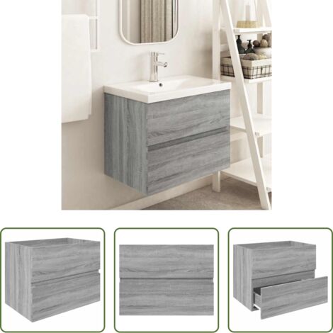 vidaXL Mobile in legno multistrato -  Mobile Lavabo Grigio Sonoma 60x38,5x45 cm in Legno Multistrato