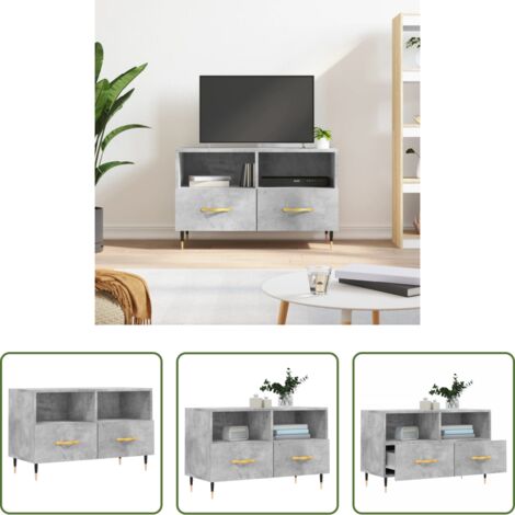 vidaXL Mobile in legno multistrato -  Mobile per TV Grigio Cemento 80x36x50 cm Legno Multistrato