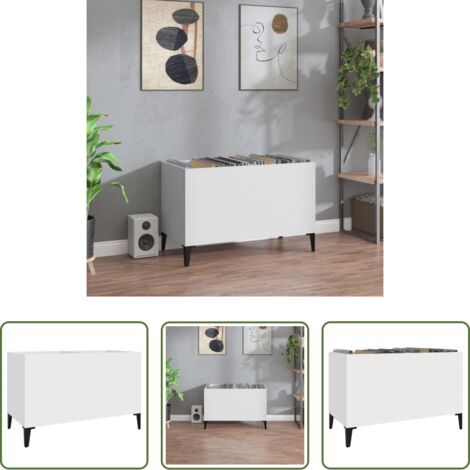 vidaXL Mobile in legno multistrato -  Mobile Porta Dischi Bianco 74,5x38x48 cm in Legno Multistrato