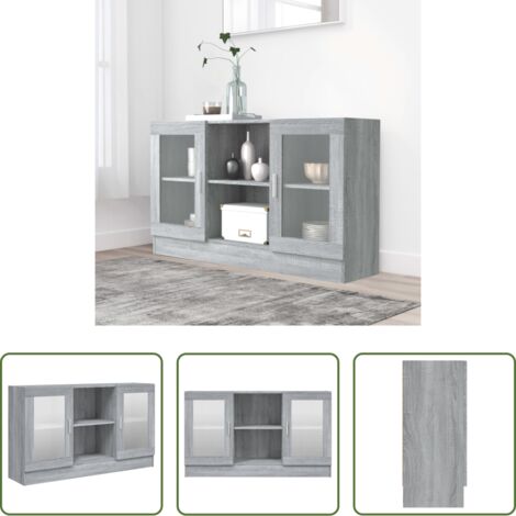 vidaXL Mobile in legno multistrato -  Mobile Vetrina Grigio Sonoma 120x30,5x70 cm Legno Multistrato