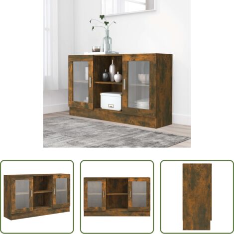 vidaXL Mobile in legno multistrato -  Mobile Vetrina Rovere Fumo 120x30,5x70 cm in Legno Multistrato