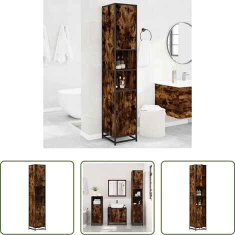 vidaXL Mobile in metallo -  Mobile da Bagno Fumo 35x37,5x188,5 cm in Truciolato e Metallo