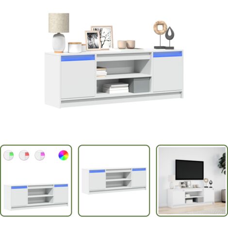 vidaXL Mobile in truciolato -  Mobile Porta TV con LED Bianco 139,5x34x50 cm in Truciolato