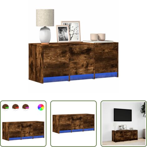 vidaXL Mobile in truciolato -  Mobile Porta TV con LED Rovere Fumo 97x34x40 cm in Truciolato
