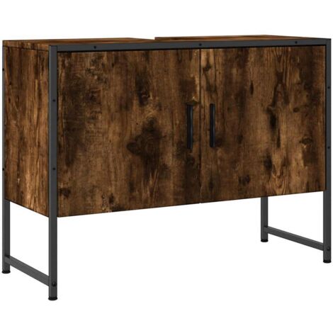 vidaXL Mobile Lavabo Bagno Rovere Fumo 60x30x60 cm Legno Multistrato