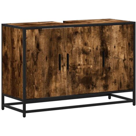 vidaXL Mobile Lavabo Bagno Rovere Fumo 90x33x60 cm Legno Multistrato