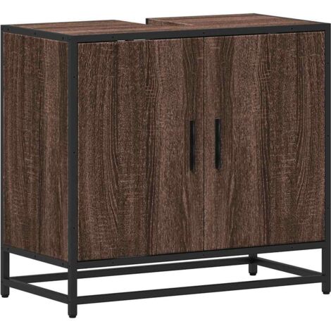 vidaXL Mobile Lavabo Bagno Rovere Marrone 65x33x60cm Legno Multistrato