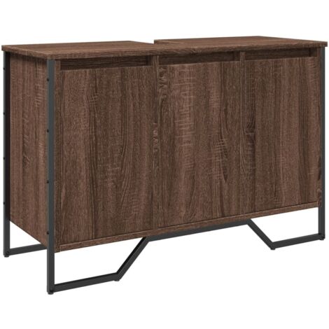 vidaXL Mobile Lavabo Bagno Rovere Marrone 91x35x60cm in Truciolato