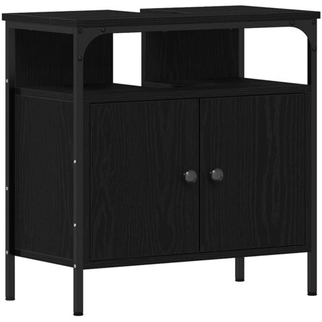vidaXL Mobile Lavabo Bagno Rovere Nero 60x30x60cm Legno