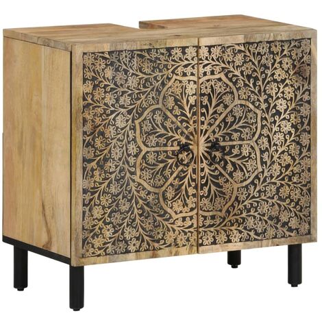 vidaXL Mobile Lavabo da Bagno 62x33x58cm in Legno Massello di Mango