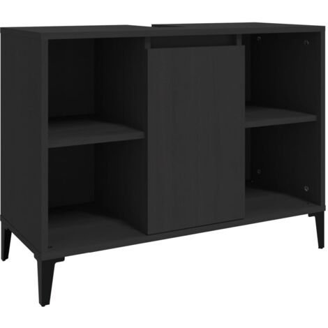 vidaXL Mobile Lavabo Nero 80x33x60 cm in Legno Multistrato