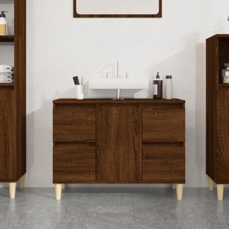 vidaXL Mobile Lavabo Rovere Marrone 80x33x60 cm in Legno Multistrato