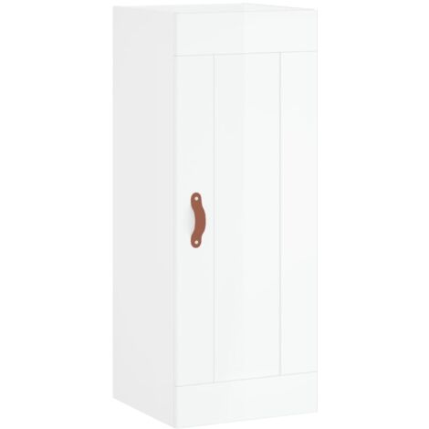 vidaXL Mobile Parete Bianco Lucido 34,5x34x90 cm in Legno Multistrato