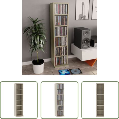 vidaXL Mobile per CD -  Mobile Porta CD Rovere Sonoma 21x20x88 cm in Legno Multistrato