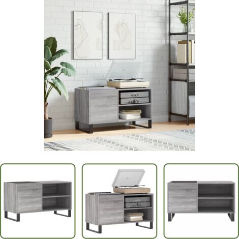 vidaXL Mobile per dischi vinili -  Mobile Porta Dischi Grigio Sonoma 85x38x48 cm Legno Multistrato