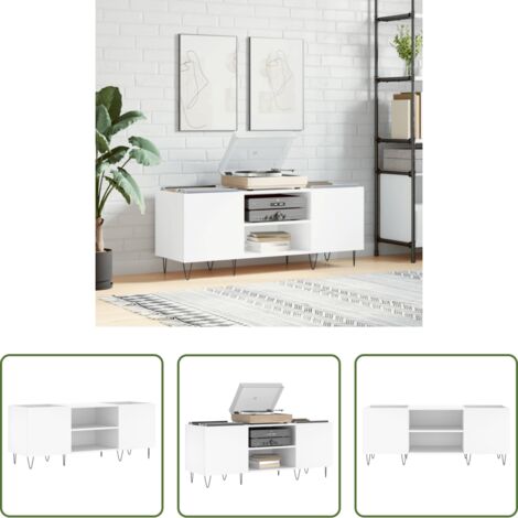 vidaXL Mobile per giradischi -  Mobile Porta Dischi Bianco 121x38x48 cm in Legno Multistrato