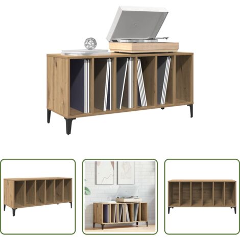 vidaXL Mobile per giradischi -  Mobile Porta Dischi Rovere Artigianale 100x38x48 cm Multistrato