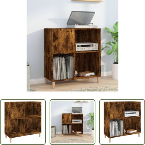 vidaXL Mobile per giradischi -  Mobile Porta Dischi Rovere Fumo 84,5x38x89 cm Legno Multistrato