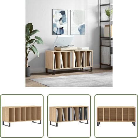 vidaXL Mobile per giradischi -  Mobile Porta Dischi Rovere Sonoma 100x38x48cm Legno Multistrato