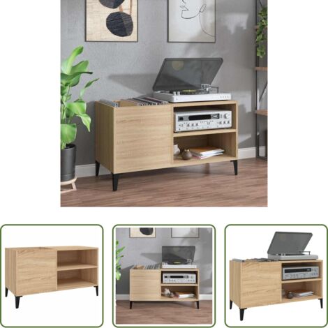 vidaXL Mobile per giradischi -  Mobile Porta Dischi Rovere Sonoma 84,5x38x48 Legno Multistrato