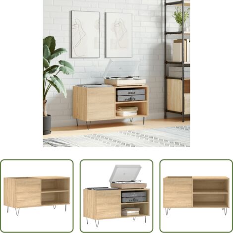 vidaXL Mobile per giradischi -  Mobile Porta Dischi Rovere Sonoma 85x38x48 cm Legno Multistrato