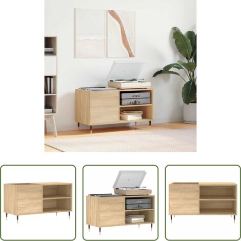 vidaXL Mobile per giradischi -  Mobile Porta Dischi Rovere Sonoma 85x38x48 cm Legno Multistrato