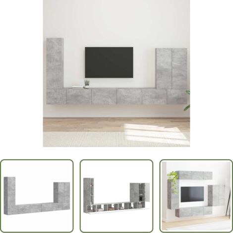 vidaXL Mobile per intrattenimento -  Set di Mobiletto da TV a Parete 6 pcs Grigio cemento