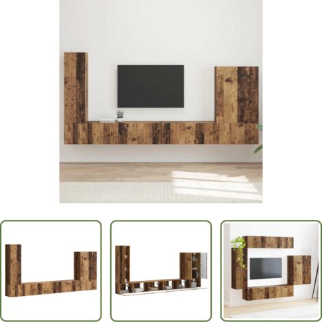 vidaXL Mobile per intrattenimento -  Set di Mobiletto da TV a Parete 6 pcs Legno vecchio