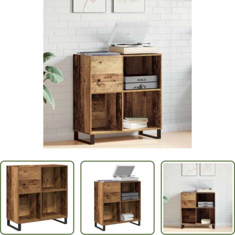 vidaXL Mobile per libri -  Mobile porta vinili Legno vecchio 85 x 38 x 89 cm